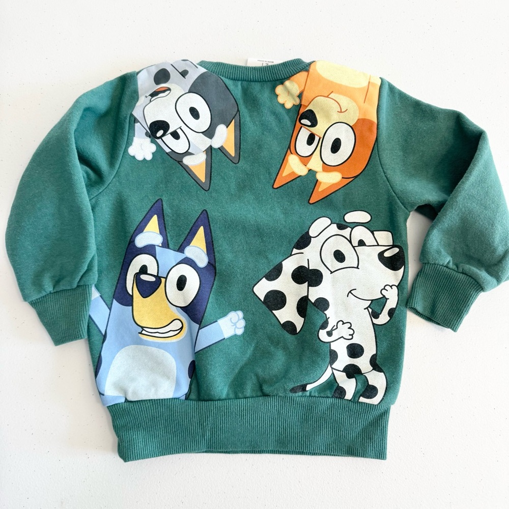 Like New Bluey Teal Sweatshirt with Front/Back Design 2T